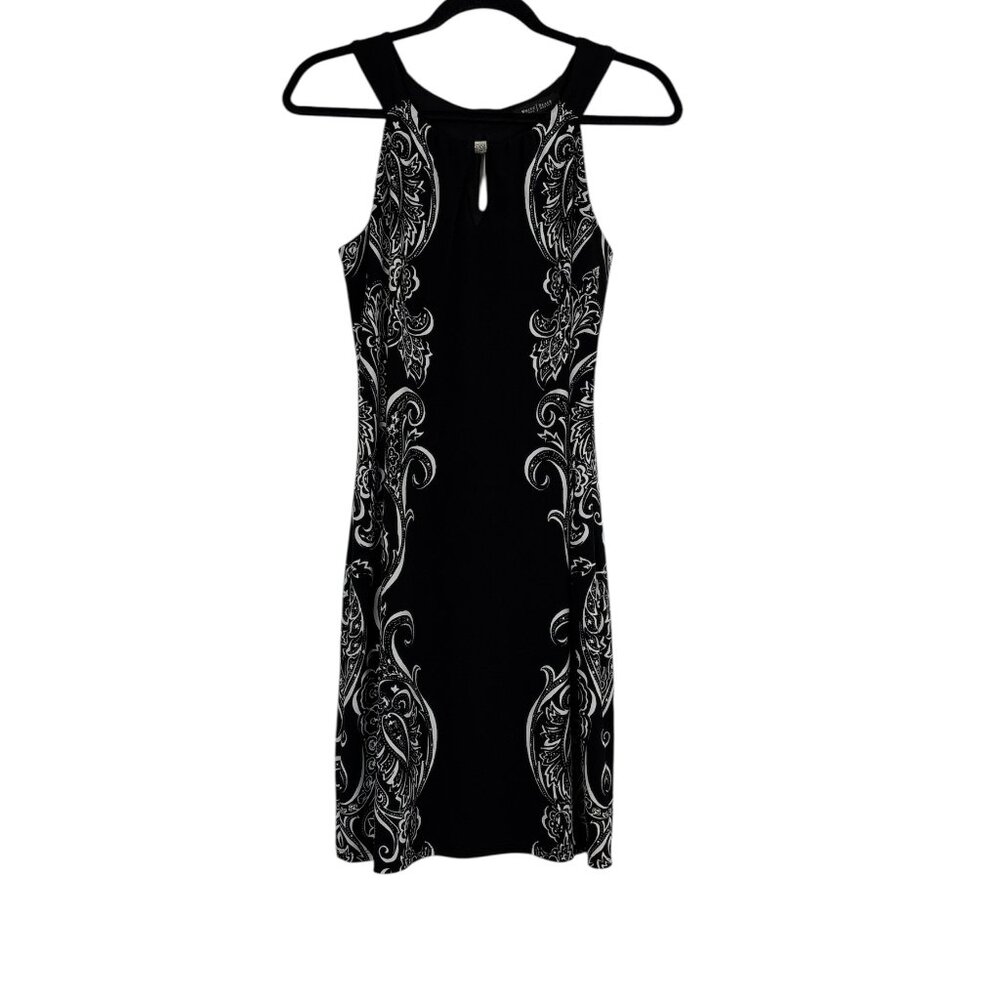 White House Black Market Dress Women's XS Black & White Paisley Print Sleeveless
